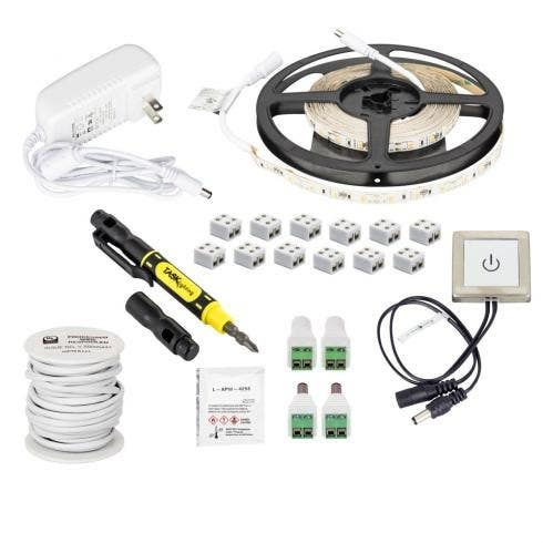 Task Lighting & Power L-RTDK-16 Accent Output Touch Dimmer Switch Tape Light Kit, 120 Lm/Ft., 16 Ft.