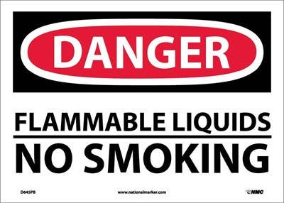 AccuformNMC MCHL OSHA Danger Safety Sign, Flammable Liquids - No Smoking