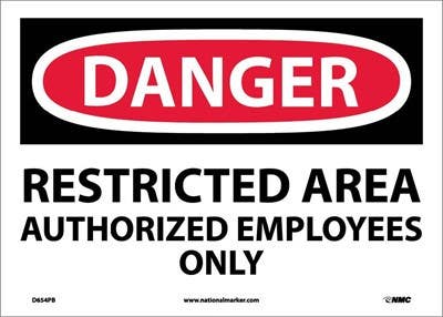 AccuformNMC MADM OSHA Danger Safety Sign, Restricted Area - Authorized Employees Only