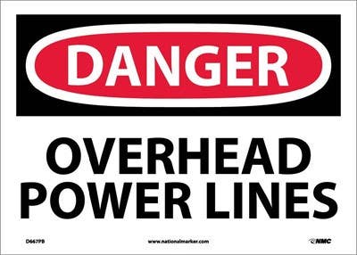 AccuformNMC D667 Danger, Overhead Power Lines Sign, 10" x 14"
