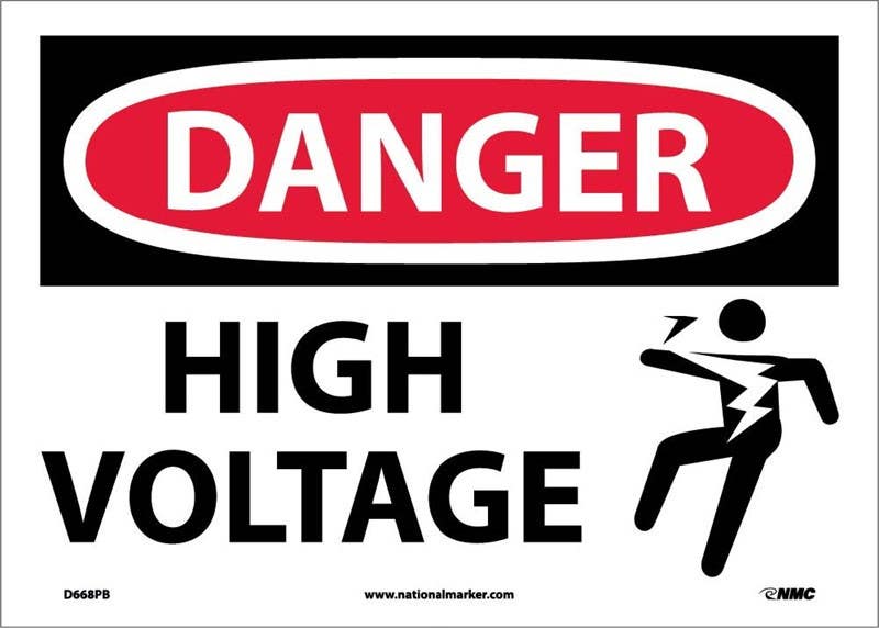 AccuformNMC MELC OSHA Danger Safety Sign, High Voltage with Graphic