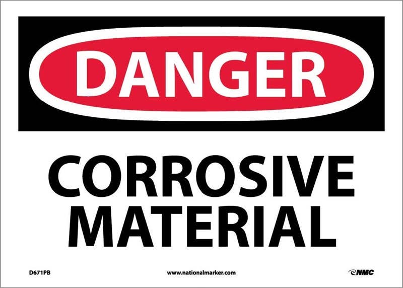 AccuformNMC D671AB Danger, Corrosive Material Sign, Standard Aluminum, 10" x 14"