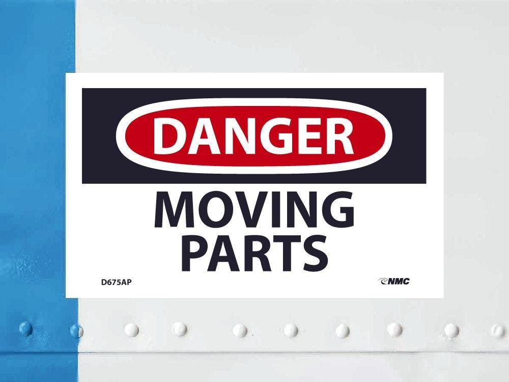 AccuformNMC D675AP Danger, Moving Parts Label, PS Vinyl, 3" x 5", 5/Pk