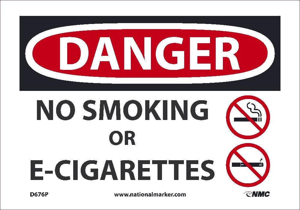 AccuformNMC D676 Danger, No Smoking Or E-Cigarettes Sign