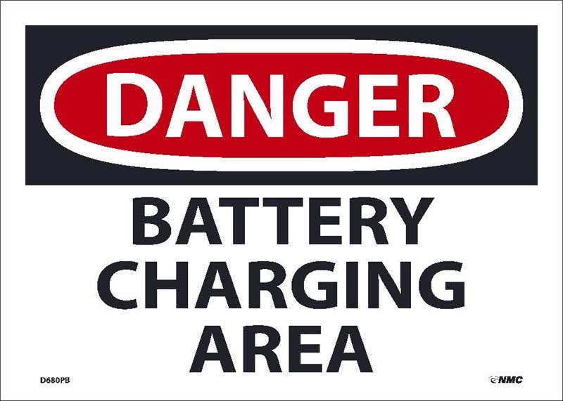 AccuformNMC D680 Danger, Battery Charging Area Sign, 10" x 14"