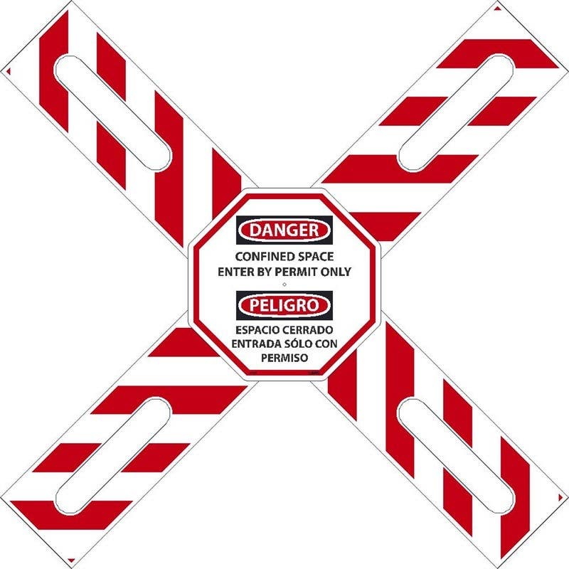 AccuformNMC D686 Danger, Confined Space Bilingual Cross Buck Kit, 42" x 12"