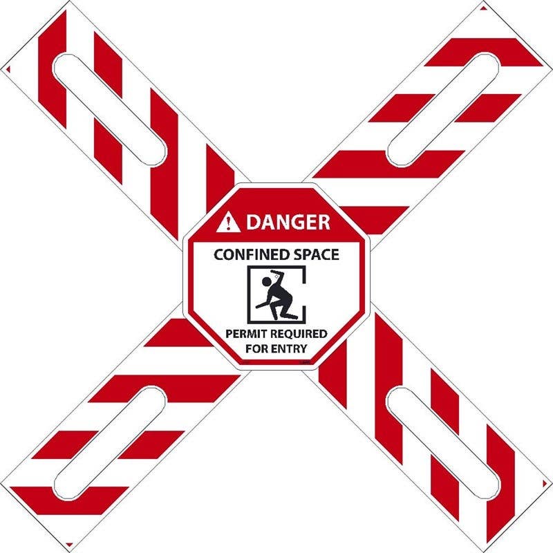 AccuformNMC CXB633 OSHA Danger Man-Way Cross Barrier, Confined Space - Permit Required For Entry