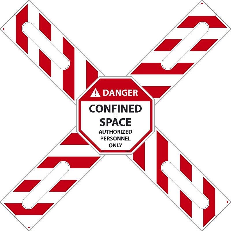 AccuformNMC D688 Danger, Confined Space Authorized Personnel Cross Buck Kit, 42" x 12"