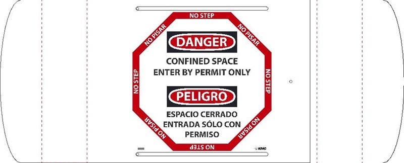 AccuformNMC D689 Danger, Manhole Enter By Permit Only Blockade Sign, 11.75" x 22.25"