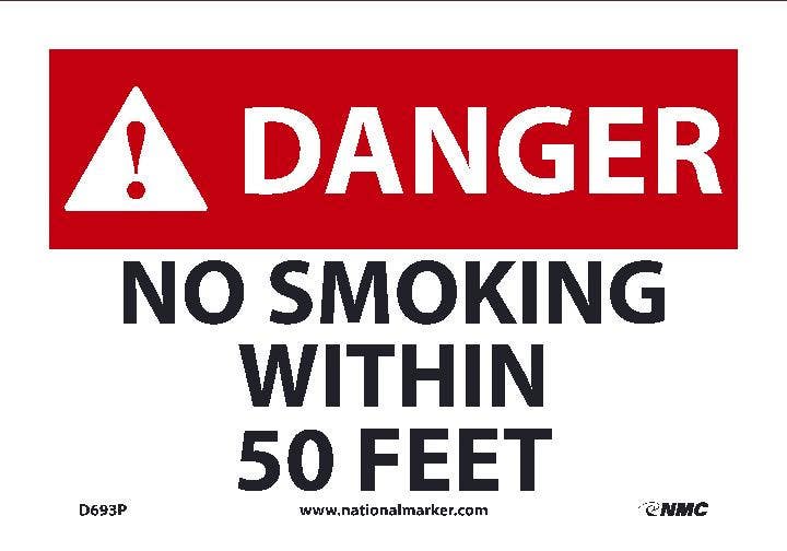 AccuformNMC D693AG Danger, No Smoking Within 50 Feet, Standard Aluminum, 12" H x 18" W