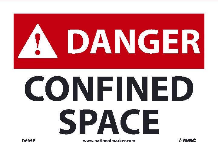 AccuformNMC D695AG Danger, Confined Space Sign, Standard Aluminum, 12" H x 18" W