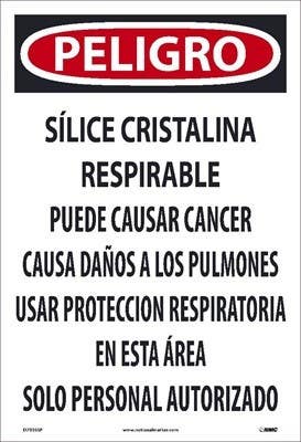 AccuformNMC D7035SP Danger, Spanish Respirable Crystalline Silica Sign, Paper, 19" x 13", 200/Pk
