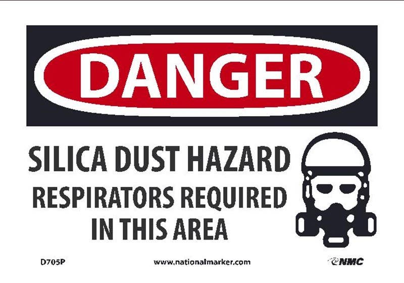 AccuformNMC D705 Danger, Silica Dust Hazard Respirators Required Sign