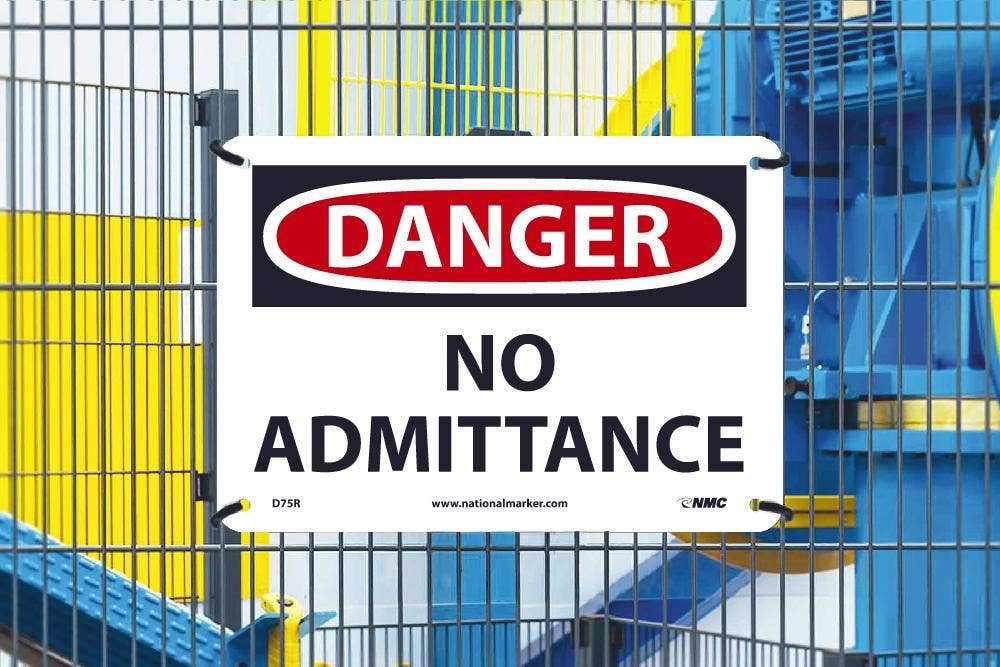 AccuformNMC D75R Danger, No Admittance Sign, Rigid Plastic, 7" H x 10" W
