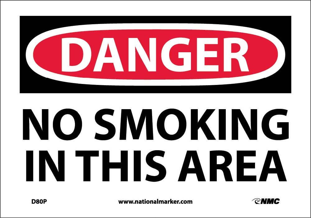 AccuformNMC MSMK OSHA Danger Safety Sign, No Smoking In This Area