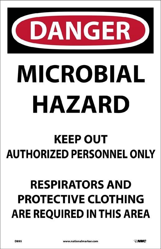 AccuformNMC D895 Danger, Microbial Hazard Paper Sign, 17" x 11", 100/Pk