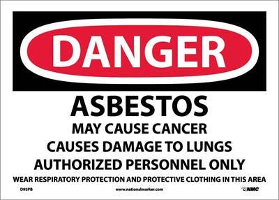 AccuformNMC D95 Danger, Asbestos Sign, 20" H x 28" W
