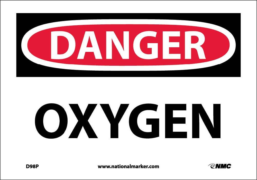 AccuformNMC MCHL OSHA Danger Safety Sign, Oxygen