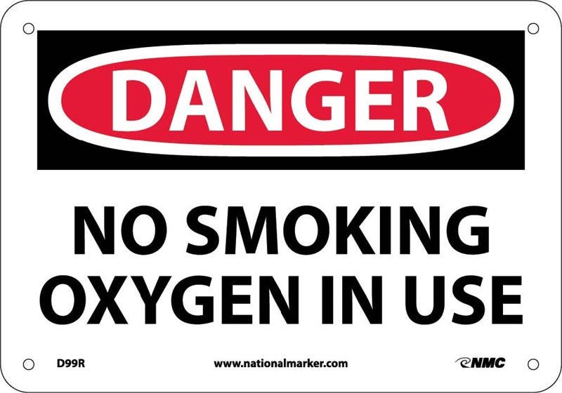AccuformNMC D99 Danger, No Smoking Oxygen In Use Sign, 10" H x 14" W