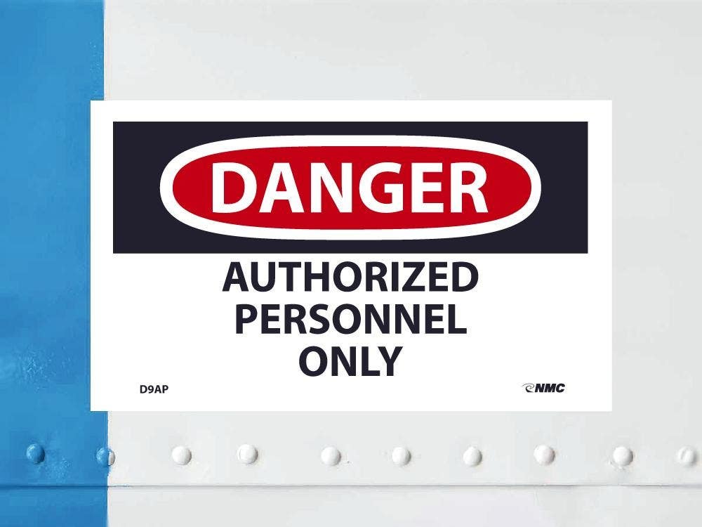 AccuformNMC D9AP Danger, Authorized Personnel Only Label, PS Vinyl, 3" x 5", 5/Pk