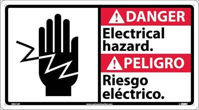 AccuformNMC DBA12 Danger, Electrical Hazard Sign - Bilingual, 10" x 18"