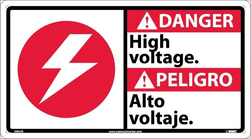 AccuformNMC MTAS218 Bilingual ANSI Sign - High Voltage, 10" x 14"