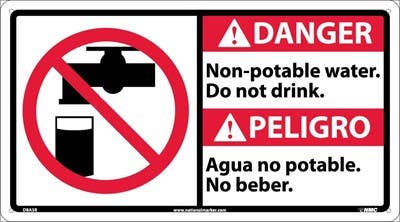 AccuformNMC MTAS108 Bilingual ANSI Sign - Non-Potable Water, 10" x 14"