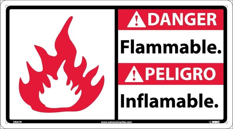 AccuformNMC MTAS112 Bilingual ANSI Sign - Flammable, 10" x 14"