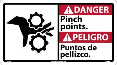 AccuformNMC MTAS114 Bilingual ANSI Sign - Pinch Points, 10" x 14"