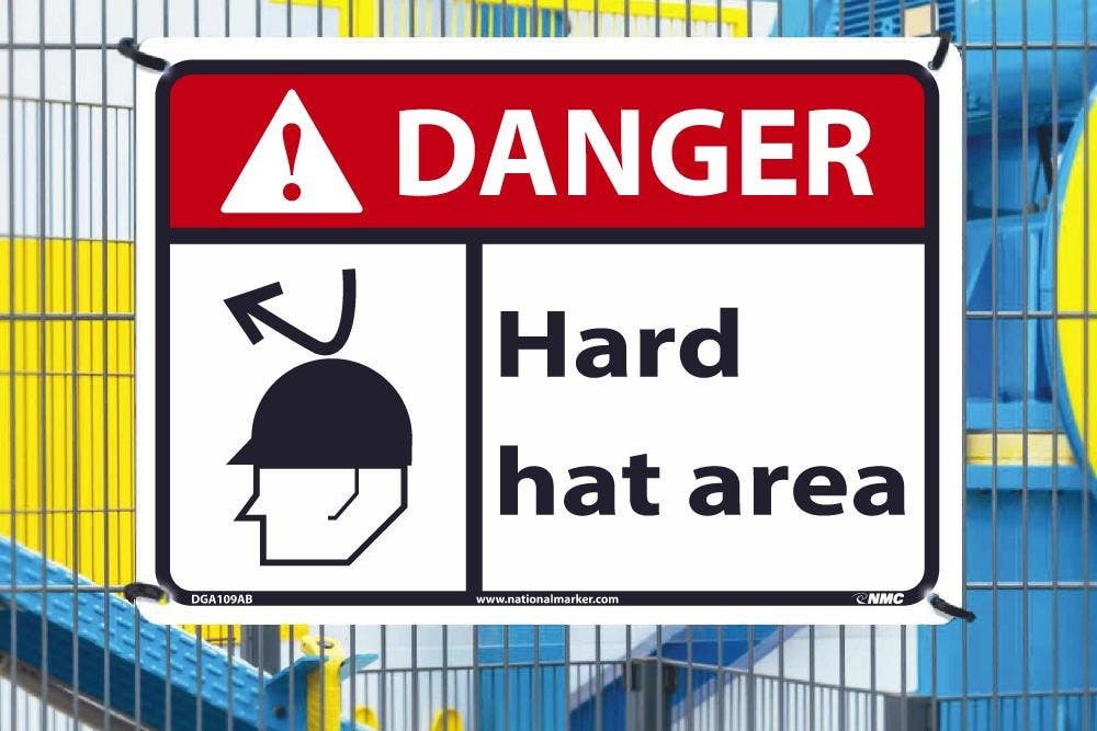 AccuformNMC DGA109AB Danger, Hard Hat Area Sign, 10" x 14", .040 Alum