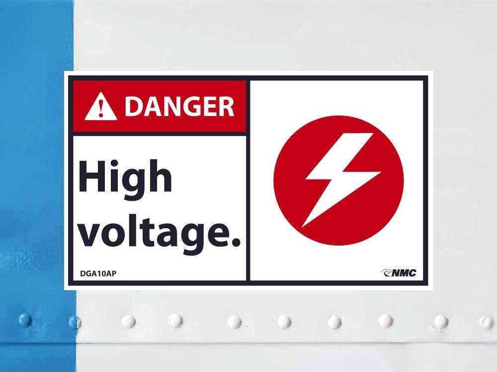 AccuformNMC DGA10AP Danger, High Voltage Label, PS Vinyl, 3" x 5", 5/Pk