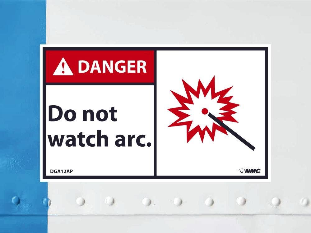AccuformNMC DGA12AP Danger, Do Not Watch The Arc Label, PS Vinyl, 3" x 5", 5/Pk