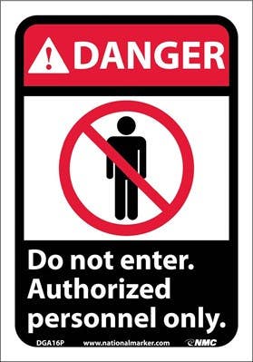 AccuformNMC DGA16 Danger, Do Not Enter Authorized Personnel Only Sign, 14" H x 10" W