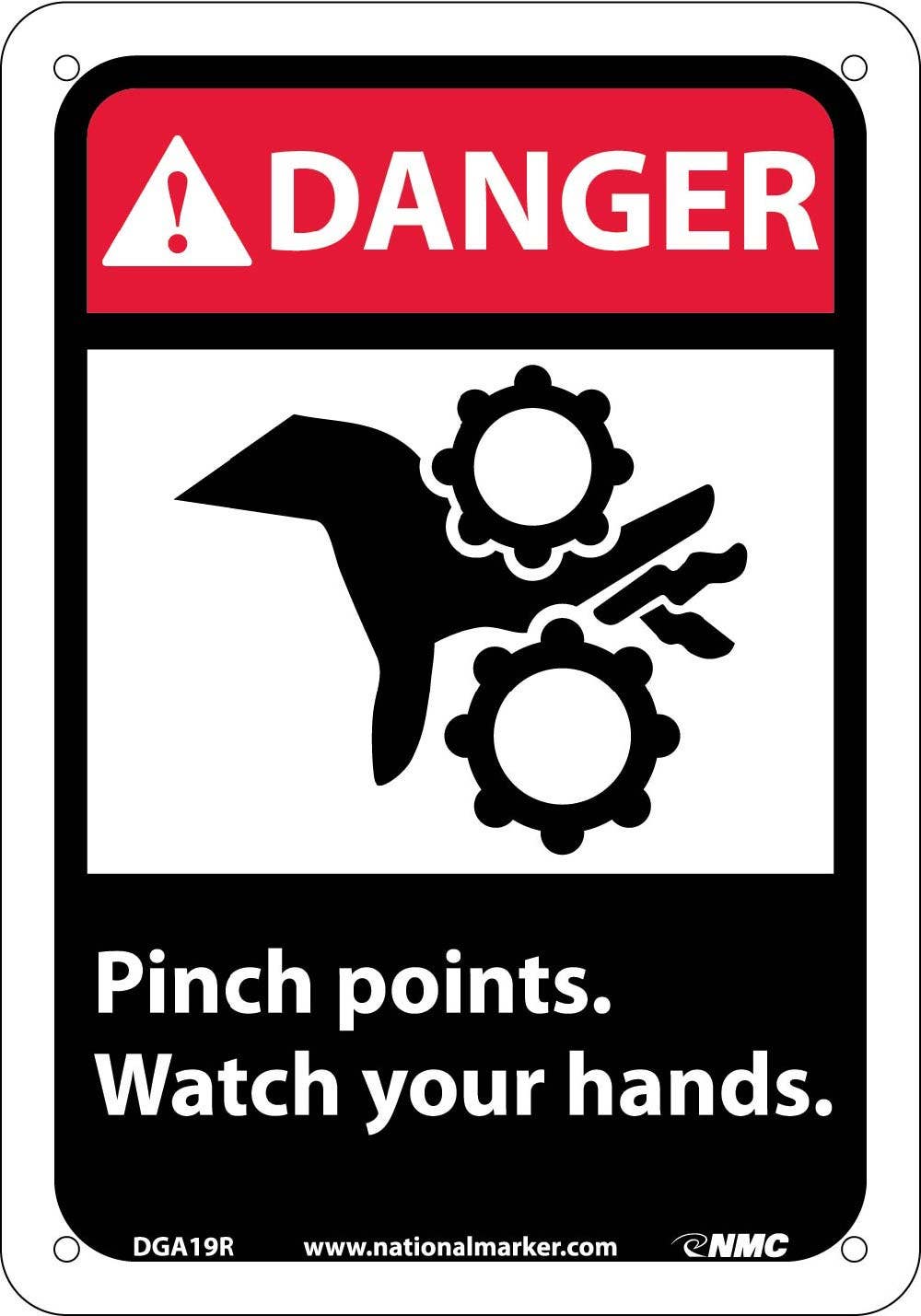 AccuformNMC M Danger Safety Sign, Pinch Points Watch Your Hands