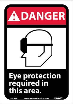 AccuformNMC MRPE ANSI Danger Safety Sign, Eye Protection Required In This Area