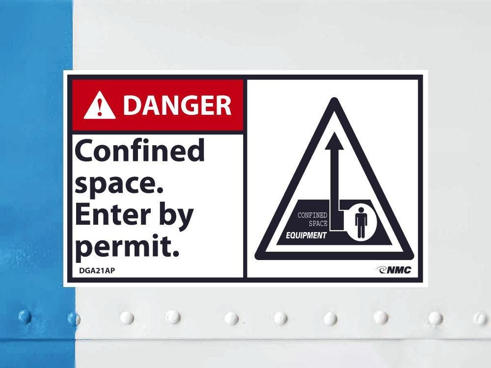 AccuformNMC DGA21AP Danger, Confined Space Enter By Permit Label, PS Vinyl, 3" x 5", 5/Pk