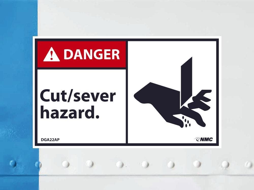 AccuformNMC DGA22AP Danger, Cut/Sever Hazard Label, PS Vinyl, 3" x 5", 5/Pk