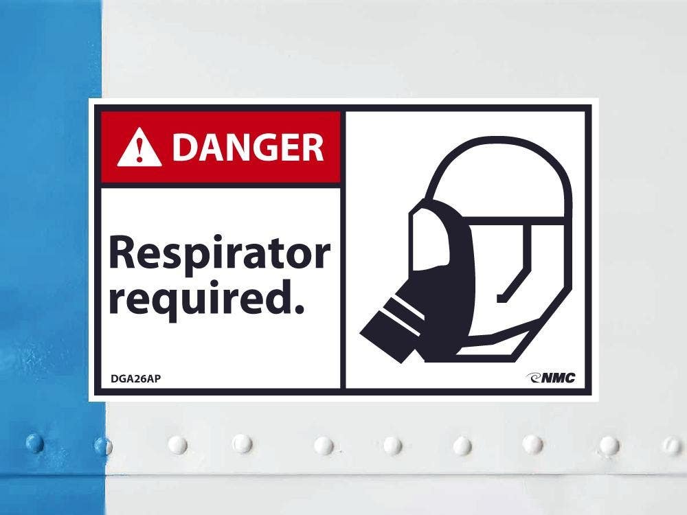 AccuformNMC DGA26AP Danger, Respirator Required Label, PS Vinyl, 3" x 5", 5/Pk