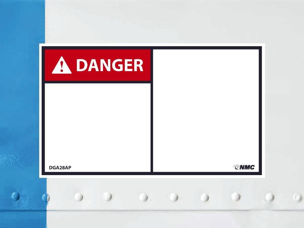AccuformNMC DGA28AP Danger, Blank Label, PS Vinyl, 3" x 5", 5/Pk