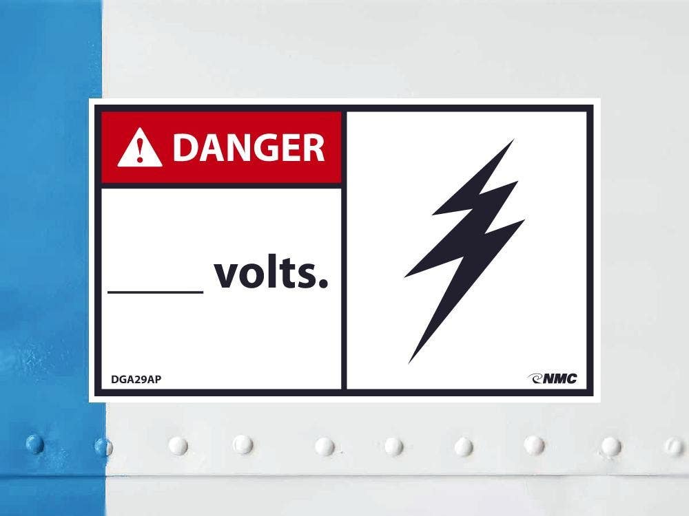 AccuformNMC DGA29AP Danger, ___ Volts Label, PS Vinyl, 3" x 5", 5/Pk