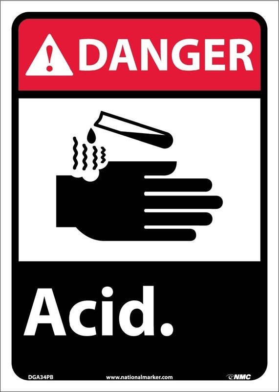 AccuformNMC MRHL130 ANSI Danger Safety Sign, Acid, 14" x 10"