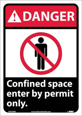 AccuformNMC DGA36 Danger, Confined Space Enter By Permit Only Sign, 14" x 10"