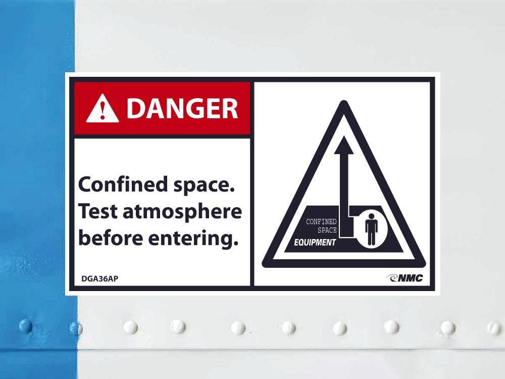AccuformNMC DGA36AP Danger, Confined Space Enter By Permit Only Label, PS Vinyl, 3" x 5", 5/Pk