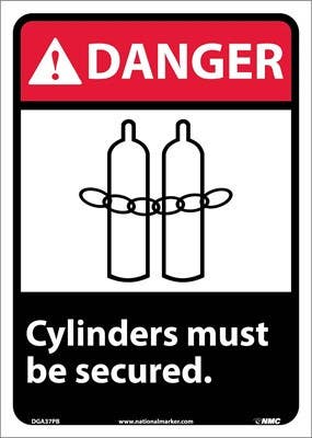 AccuformNMC DGA37 Danger, Cylinders Must Be Secured Sign, 14" x 10"