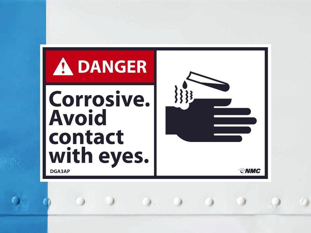 AccuformNMC DGA3AP Danger, Corrosive Avoid Contact With Eyes And Skin Label, PS Vinyl, 3" x 5", 5/Pk
