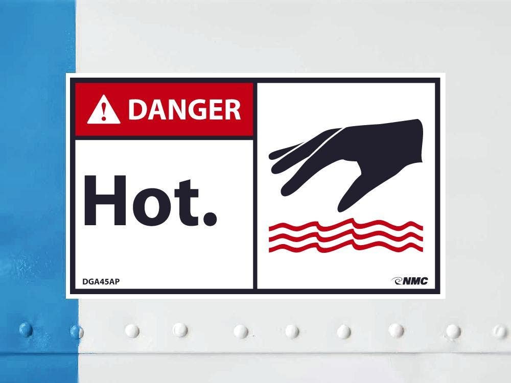 AccuformNMC DGA45AP Danger, Hot Label, PS Vinyl, 3" x 5", 5/Pk