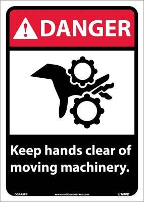 AccuformNMC DGA48AB Danger, Keep Hands Clear Of Moving Machinery Sign, Standard Aluminum, 14" x 10"
