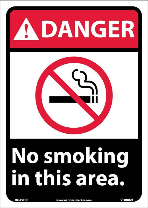 AccuformNMC DGA52 Danger, No Smoking In This Area Sign, 14" x 10"