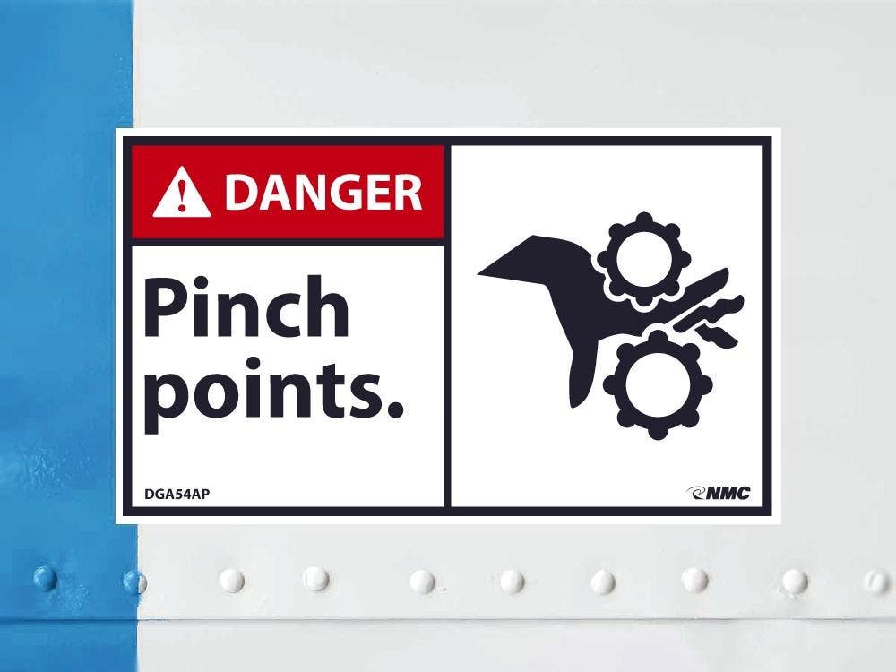 AccuformNMC DGA54AP Danger, Pinch Points Label, PS Vinyl, 3" x 5", 5/Pk