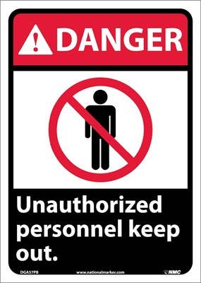AccuformNMC DGA57 Danger, Unauthorized Personnel Keep Out Sign, 14" x 10"